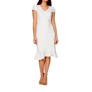 Betsy Johnson V-Neck Flounce A -Line Dress